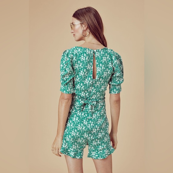 For Love and Lemons Zamira Floral Romper in Green Size XS - Picture 4 of 7